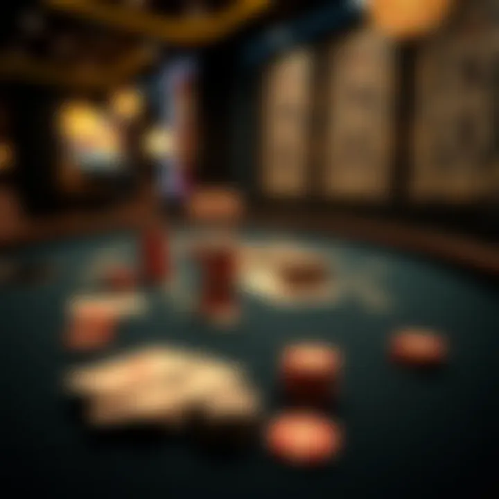 Elegant blackjack table setup with cards and chips