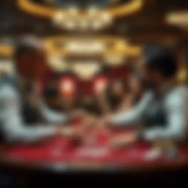 Engaging Interactions: Dealer and Players in Baccarat An engaging interaction between a dealer and players during a baccarat game