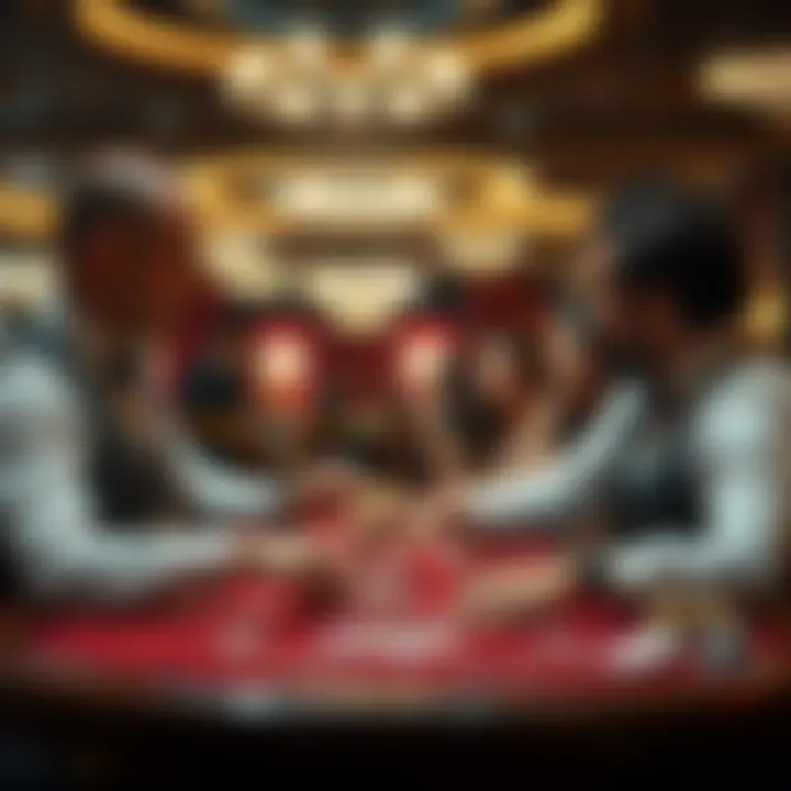 Engaging Interactions: Dealer and Players in Baccarat An engaging interaction between a dealer and players during a baccarat game