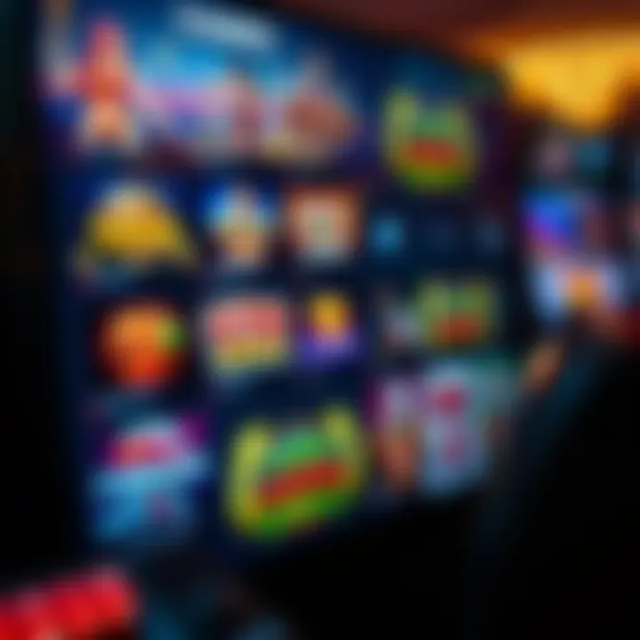 Diverse range of casino games displayed on a screen