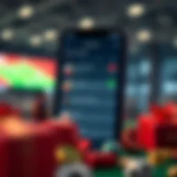 Overview of a betting app interface displaying various features