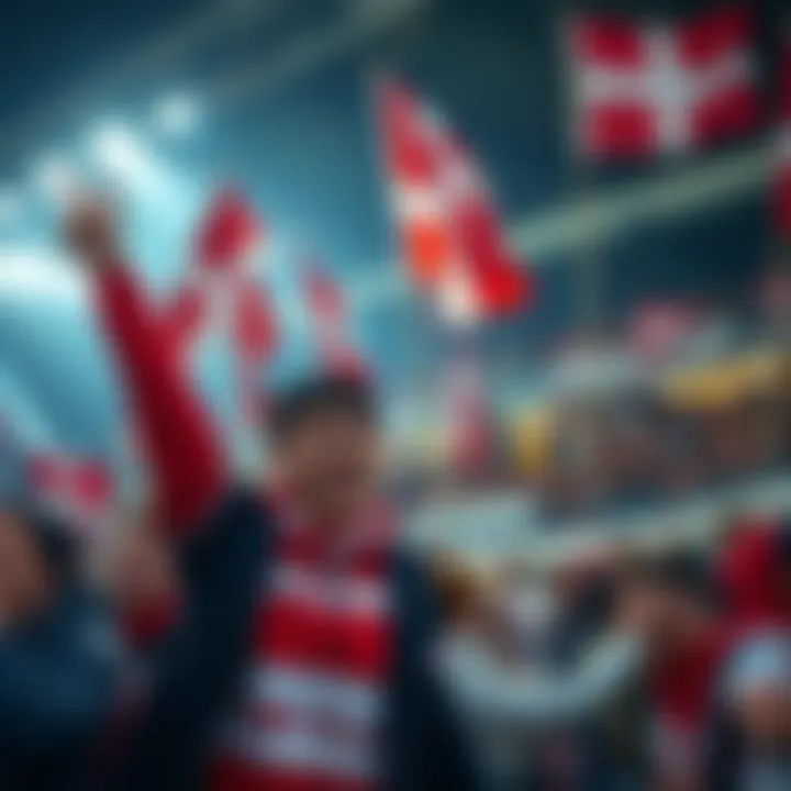 Passionate Supporters in Aarhus Local fans displaying their team colors and banners in support