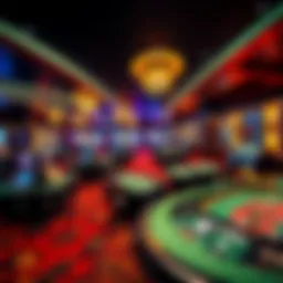 A panoramic view of a Norwegian casino interior showcasing gaming tables and ambiance