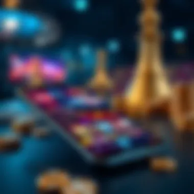 A sleek smartphone displaying an online casino app with vibrant graphics