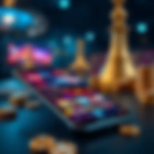 A sleek smartphone displaying an online casino app with vibrant graphics