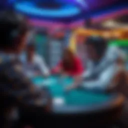 A captivating scene of an online poker game in action