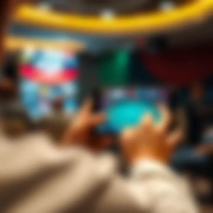 A player engaging with a poker platform on a smartphone