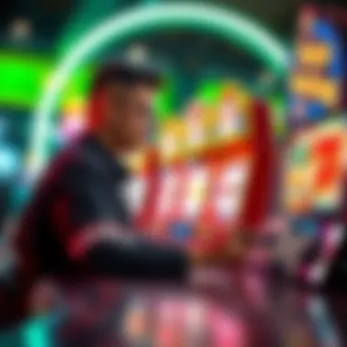 An engaging graphical illustration of a player testing a slot demo