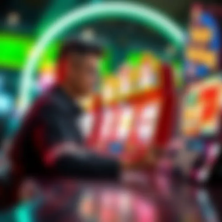 An engaging graphical illustration of a player testing a slot demo